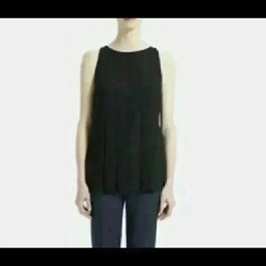 Worn Once Theory Sleeveless Pleated Top in Black